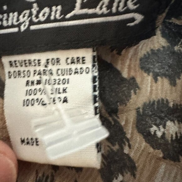 Vintage Silk Leopard Print Longline Tunic Button Front Sheer Slits - Picture 12 of 16